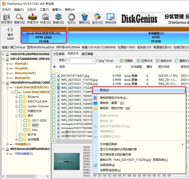 DiskGenius预览文件
